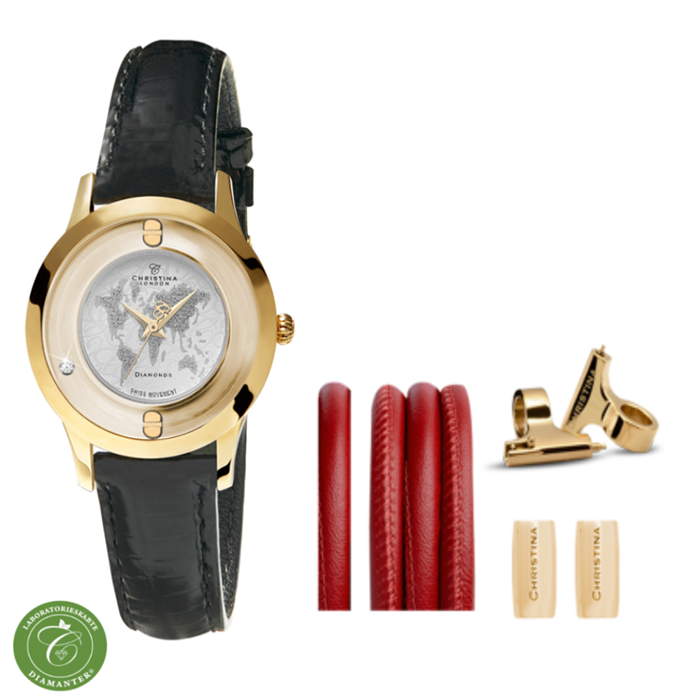 Collect ur 334GWBL-World + Rød Watch Cord set - Christina Jewelry & Watches
