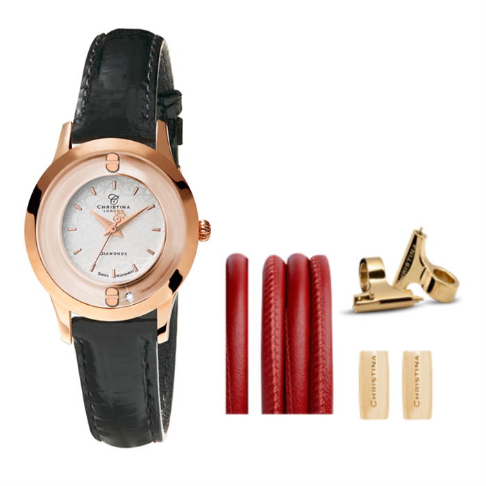 Collect ur 334RWBL + Rød Watch Cord set - Christina Jewelry & Watches
