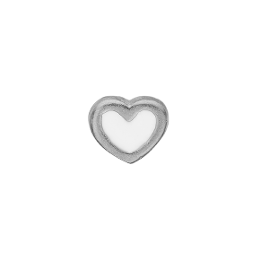 White Enamel Heart - Silver