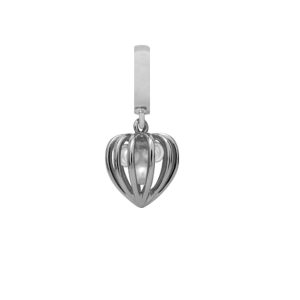 Pearl Heart Cage - Silver